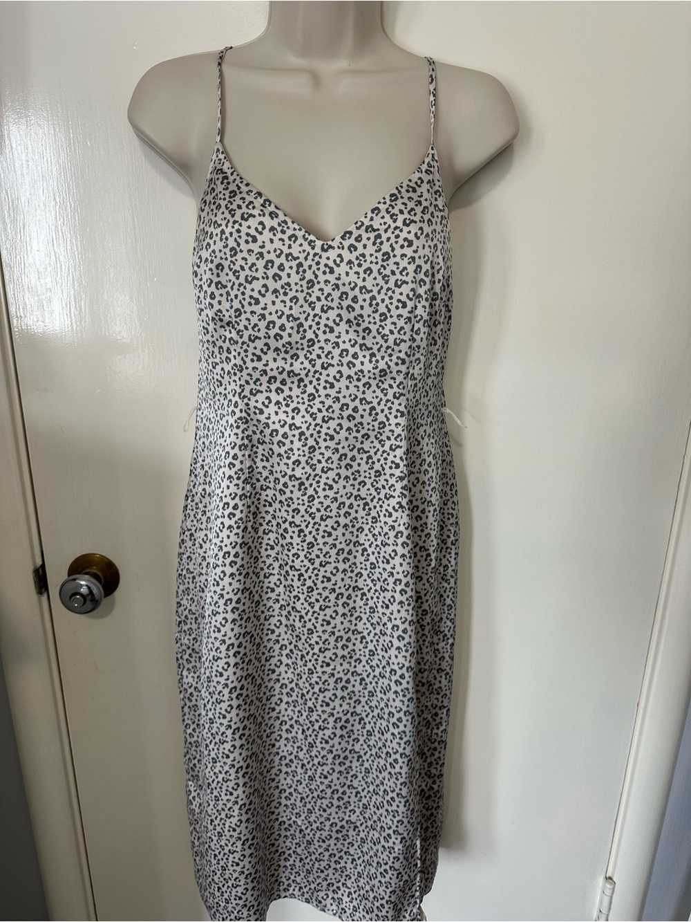 Abercrombie & Fitch White Leopard Print Slip Midi Dress